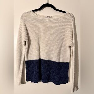 Madewell Eastbank Colorblock Crewneck Pullover Sweater – Size S, Cream & Navy